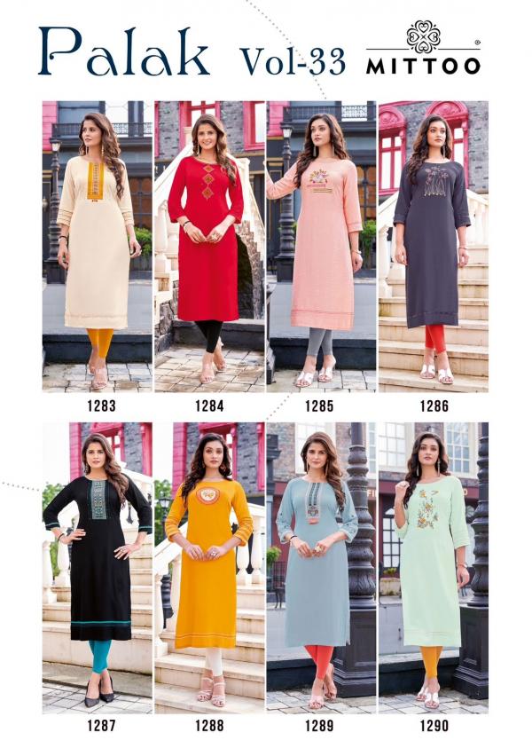 Mittoo Palak Vol 33 Heavy Rayon Designer Kurti Collection